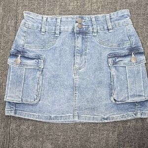 Denim Mini Skirt with Pockets